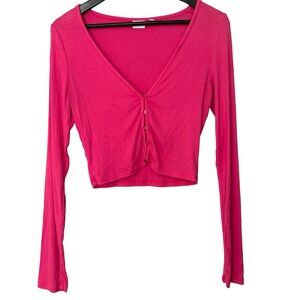 Aritzia Sunday Best Pink Ribbed Cardigan Top Size Large L